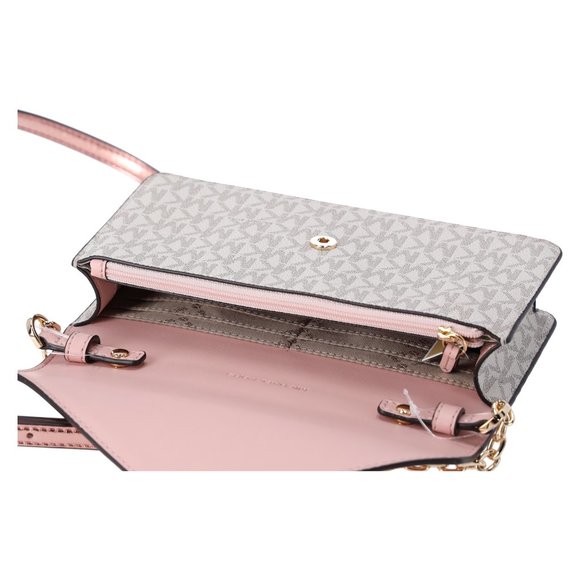 Michael Kors Jet Set Travel Small Signature Clutch Crossbody Vanilla Primrose - Picture 6 of 14